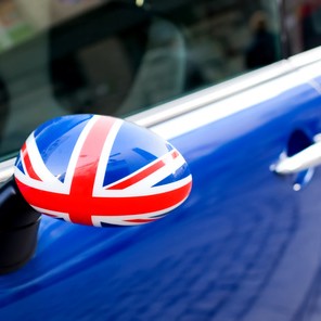 British Patriotism shown on car mirror